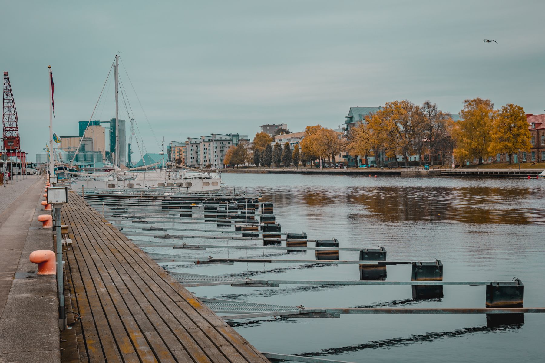 Hamn och båtar i Halmstad